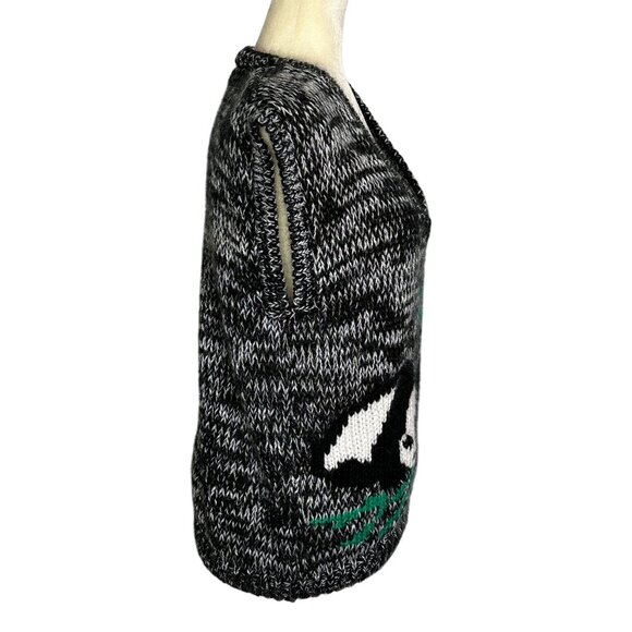 Panda Bear Sweater Vest Large Hand-Knit Pullover Vintage 1980s One Step Up RARE! - Picture 3 of 8